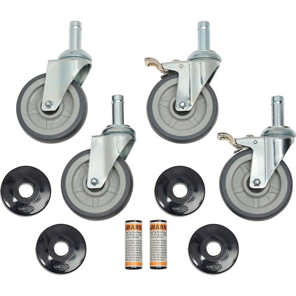 Nexel Rubber Swivel Stem Set of 4 Casters 5 Inch 2 Brake/ Donut Bumper, 4PK 800283 - main